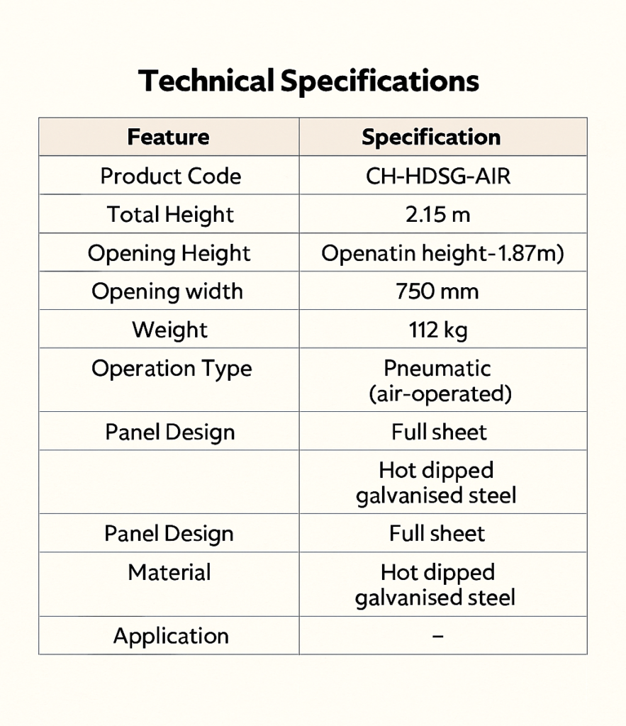 Air Slide Gate Technical Spec