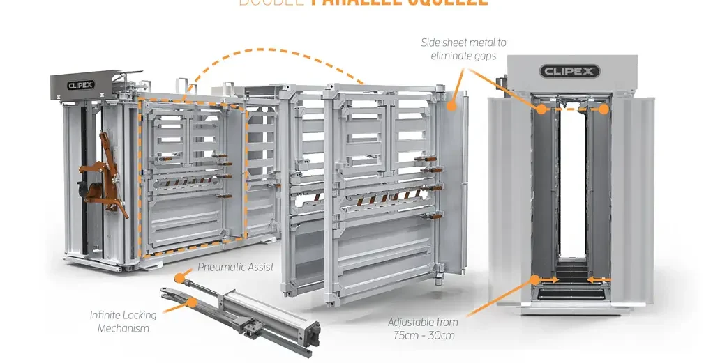 HDX 2000 series cattle crush - Pneumatic Crush Features - Clipex HD or HDX Series