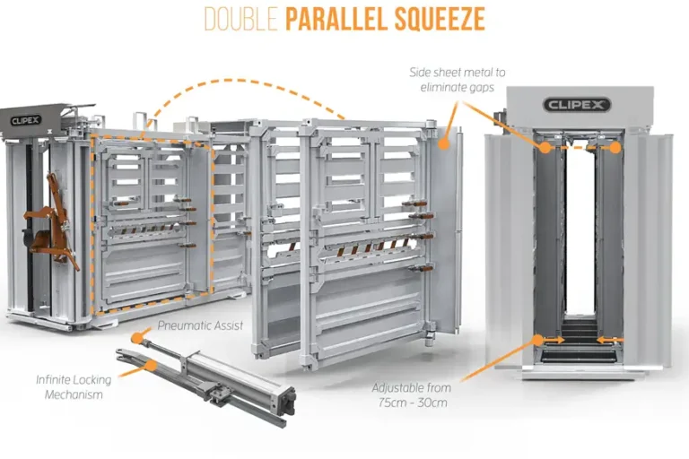 HDX 2000 series cattle crush - Pneumatic Crush Features - Clipex HD or HDX Series