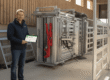 A modern Clipex pneumatic cattle crush installed in a UK farmyard, representing successful FETF grant equipment procurement.